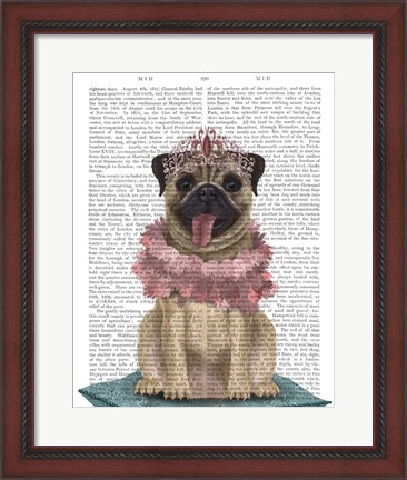 Framed Pug Princess On Cushion Print
