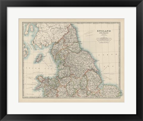 Framed Map of England &amp; Wales Print