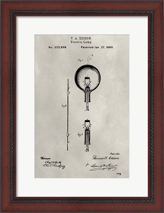 Framed Patent--Light Bulb Print