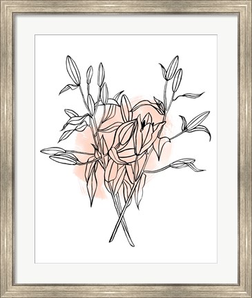 Framed Lilies on Pink I Print