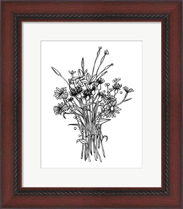 Framed Black &amp; White Bouquet I Print