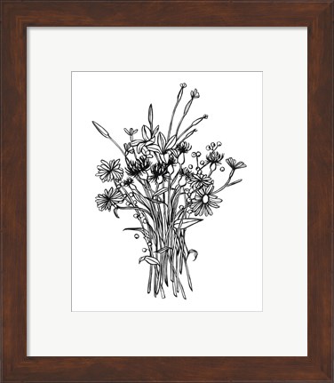 Framed Black &amp; White Bouquet I Print