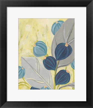Framed Navy &amp; Citron Floral I Print