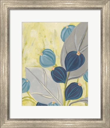 Framed Navy &amp; Citron Floral I Print