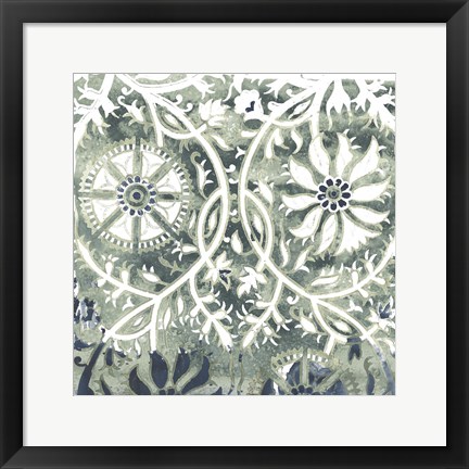 Framed Flower Stone Tile VII Print