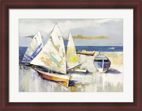 Framed Barche Sulla Spiaggia Print