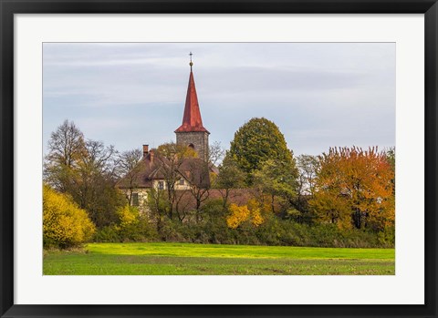 Framed Liberec Village Church Near Trosky Czech Republic Print