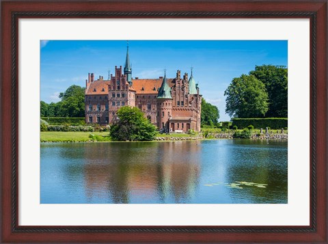 Framed Pond Before The Castle Egeskov, Denmark Print