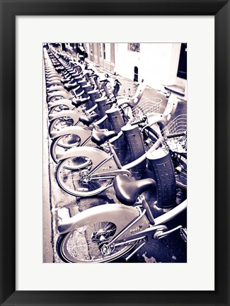 Framed Velib Bicycles For Rent, Paris, France Print