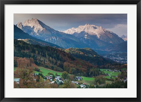 Framed Germany, Bavaria, Elevated Town View From The Rossfeld Panoramic Ring Road In Fall Print
