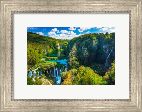 Framed Travertine Cascades On The Korana River, Plitvice Lakes National Park, Croatia Print