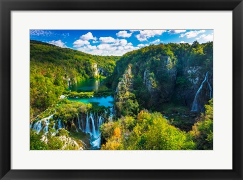 Framed Travertine Cascades On The Korana River, Plitvice Lakes National Park, Croatia Print