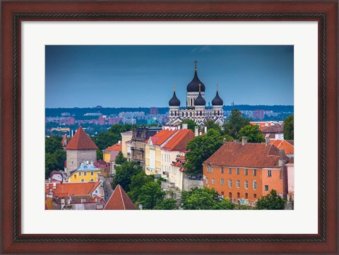 Framed Estonia, Tallinn Alexander Nevsky Cathedral And City Overview Print