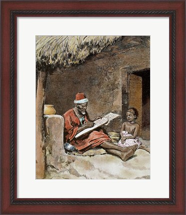 Framed Old Man With Child French Sudan 1893 Print