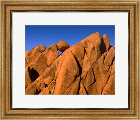 Framed Monzonite Granite Boulders At Sunset, Joshua Tree NP, California Print