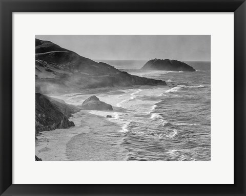 Framed Little Sur Coast, California (BW) Print