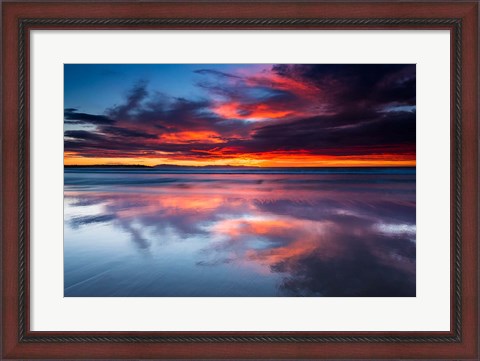 Framed Sunset Over The Channel Islands From Ventura State Beach Print