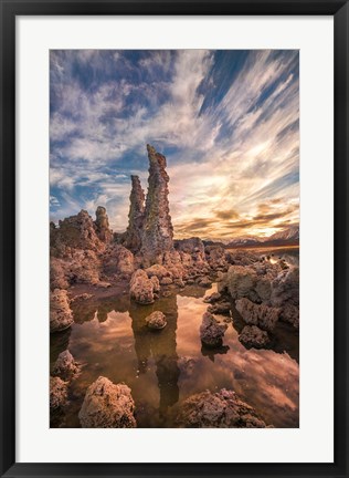 Framed Tufas At Sunset On Mono Lake Print