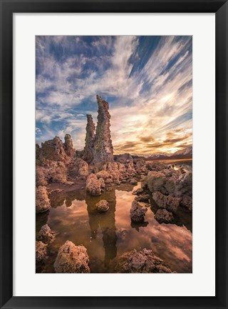 Framed Tufas At Sunset On Mono Lake Print