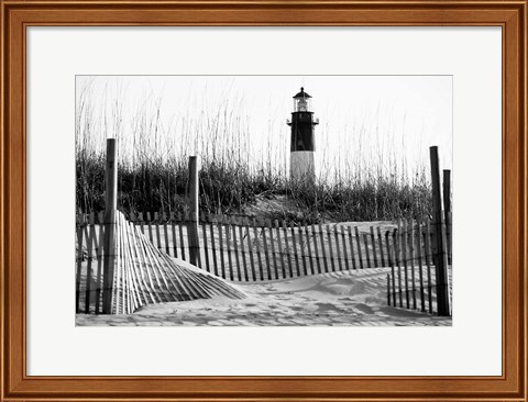 Framed Tybee Island Lighthouse, Savannah, Georgia (BW) Print