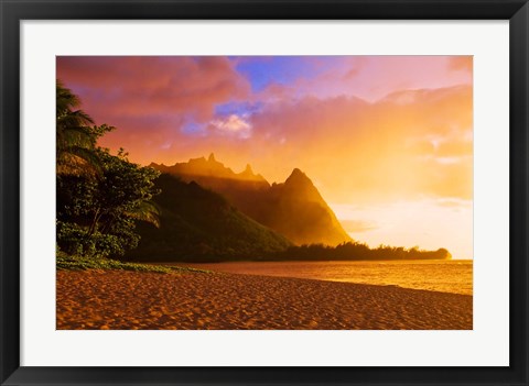 Framed Evening Light On Na Pali Coast Spires, Island Of Kauai, Hawaii Print