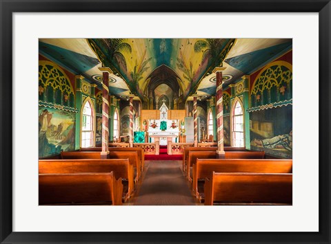 Framed Interior Of St Benedict&#39;s Painted Church, Hawaii Print