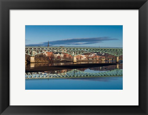 Framed Western Avenue Bridge And Kennebec River, Maine Print