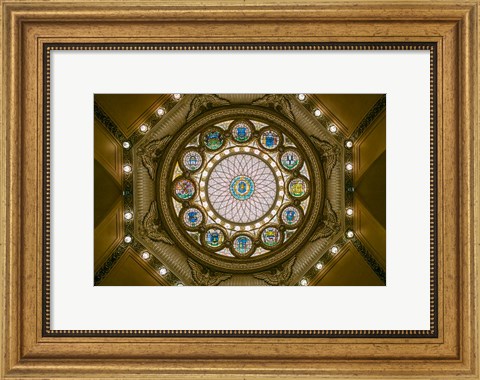 Framed Rotunda Ceiling, Massachusetts State House, Boston Print