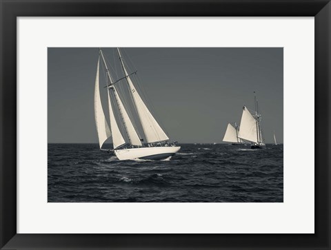 Framed Schooner&#39;s Sailing In Cape Ann (BW) Print