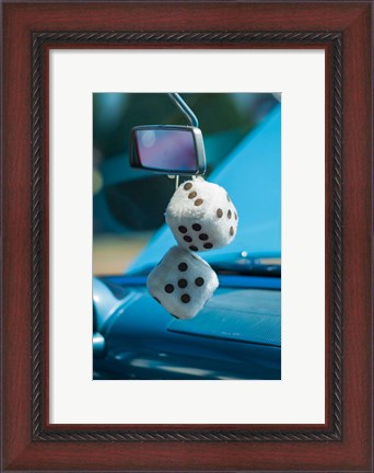 Framed 1950&#39;s Fuzzy Dice At An Antique Car Show Print