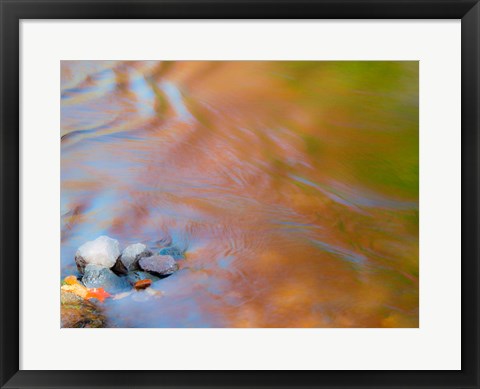 Framed Small Rocks In The Ontonagon River Print