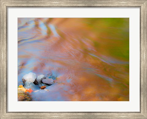 Framed Small Rocks In The Ontonagon River Print