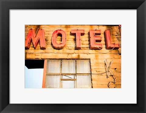 Framed Old Motel Sign, Route 66 Print