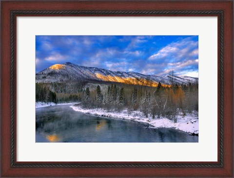 Framed Mcdonald Creek And The Apgar Mountains In Glacier NP Print