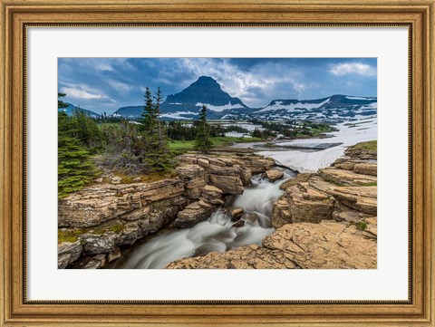 Framed Snowmelt Stream In Glacier National Park, Montana Print