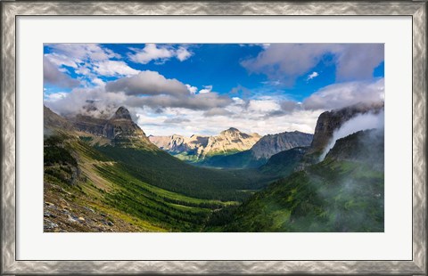 Framed Panorama Of Logan Pass, Glacier National Park, Montana Print