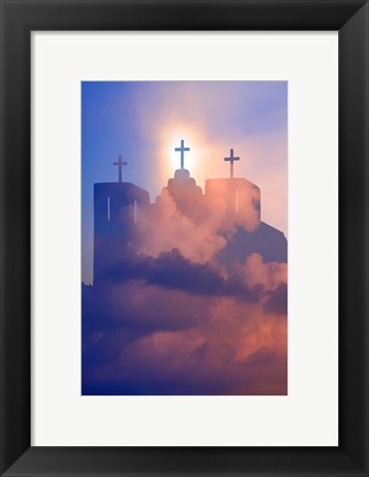 Framed Heavenly Church With Clouds, New Mexico Print