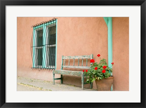 Framed Exterior Of An Adobe Building, Taos, New Mexico Print