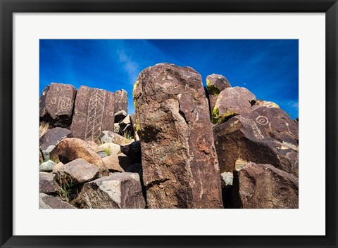 Framed Petroglyphs At Three Rivers Petroglyph Site, Three Rivers, New Mexico Print