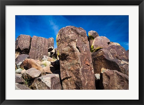Framed Petroglyphs At Three Rivers Petroglyph Site, Three Rivers, New Mexico Print