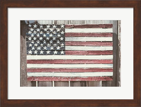 Framed Worn Wooden American Flag, Fire Island, New York Print