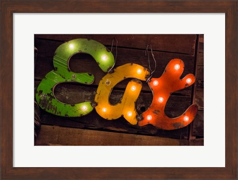 Framed Colorful &#39;Eat&#39; Antique Sign, New York City, New York Print