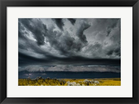 Framed Lightening Strike On The Dakota Plains Print