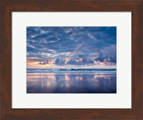 Framed Sunset From North Jetty Beach, Oregon Print