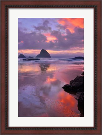 Framed Oceanside Sunset, Oregon Print