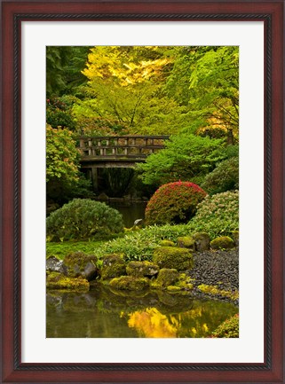 Framed Moon Bridge, Portland Japanese Garden, Oregon Print