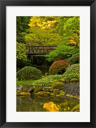 Framed Moon Bridge, Portland Japanese Garden, Oregon Print