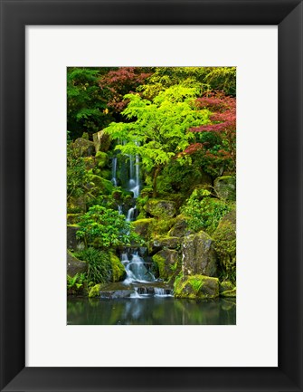 Framed Heavenly Falls, Portland Japanese Garden, Oregon Print