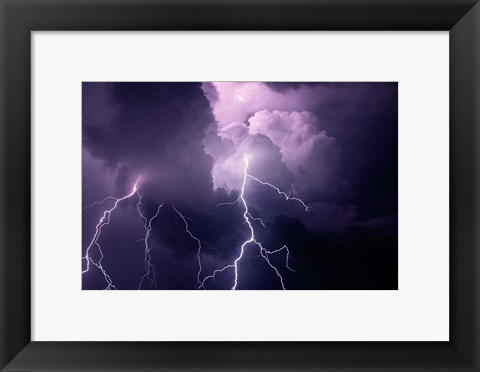 Framed Composite Of Cloud-To-Cloud Lightning Bolts Print