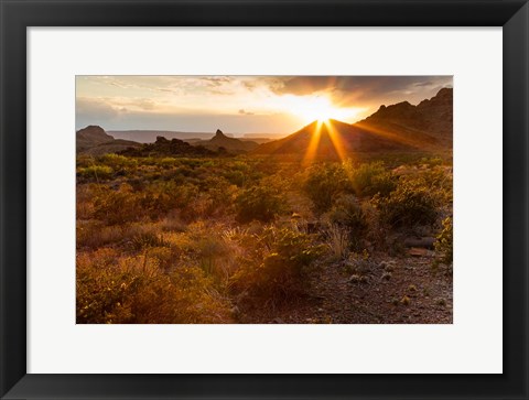 Framed Sunset In Big Bend National Park Print